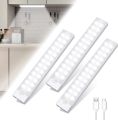 Tailcas Under Cabinet Kitchen Lights, 3 Pack 2000mAh 26 LED Motion Sensor Dimmable Cupboard Lights, 6000K USB Rechargeable Night Light with Magnetic Strip for Wardrobe, Closet, Stairs(20cm). 