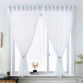 White minimalist translucent window curtain, door curtain, Velcro door curtain ready to ship. 