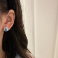 Exquisite Blue Jewelry Sets Luxury Retro Surround with Oval Turquoise Earrings for Women Necklace Diamonds. 