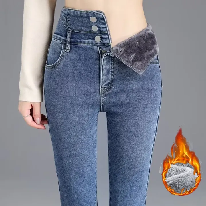 Winter%20Girls%20High%20Waist%20Plush%20Thermal%20Jeans%20Lady%20Skinny%20Snow%20Warm%20Denim%20Trousers%20Women%20Classic%20Daily%20Fleece%20Straight%20Leg%20Pants%20-%20Image%207