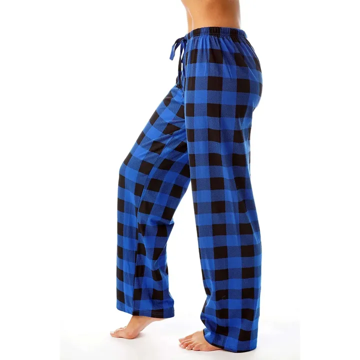 2024%20New%20Sleep%20Pants%20Women%20Plaid%20Pattern%20High%20Elasticity%20Wide%20Legs%20Loose%20Ladies%20Pajama%20Pant%20Trousers%20Wear-Resistant%20For%20Home%20-%20Image%205