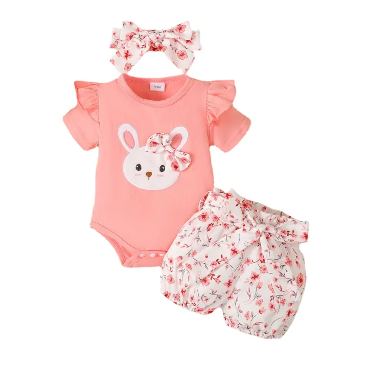 3PCS%20Baby%20Girl%20Clothes%20Outfits%20for%200-18%20Months%20Ruffled%20Sleeve%20Lovely%20Rabbit%20Bodysuit+Flower%20Shorts+Headband%20Summer%20Casual%20Wear%20-%20Image%207