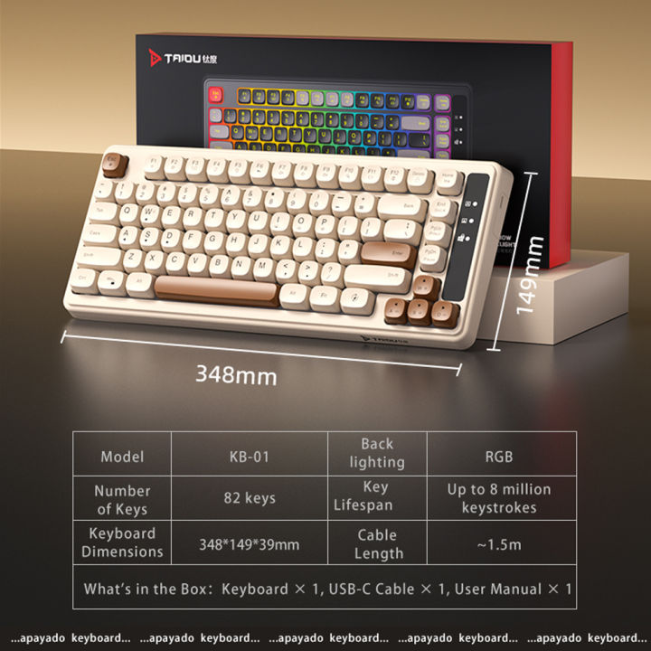 Spherical Computer Keyboard Esports & Office Wired Keyboard 82 Keys Compact Layout RGB Backlit ...