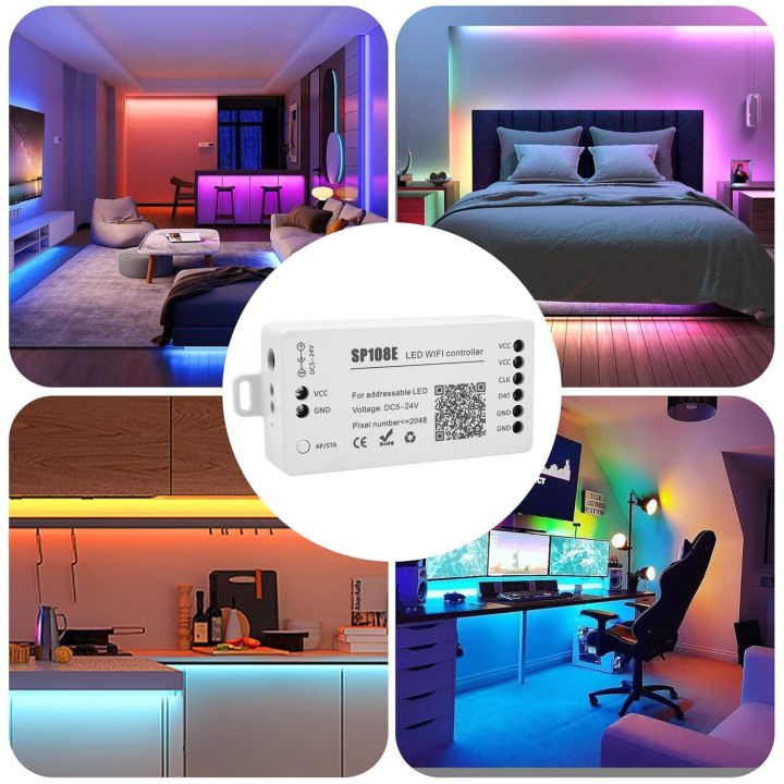 SP108E Wifi SPI Pixel LED Controller DC5-24V for WS2812B WS2811 WS2815 ...