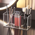 Transparent Makeup Brush Organizer, Makeup Storage Tray, Bathroom Drawer Makeup Organizer, 3 Slot Acrylic Makeup Brush Organizer. 