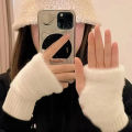 Women's Long Fleece Winter Gloves, Soft Warm Hand Warmer with Elastic Cuffs, Comfortable Cold Weather, Outdoor & Casual Wear.