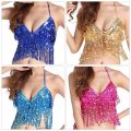 Belly Dance Sequin Fringe Top Nighub Performance Halter Bra Dance Wear. 
