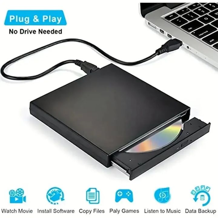 Rongfast External CD DVD Drive, USB 2.0 Slim Protectable External CD-RW ...