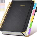 Extra Large Hardcover Spiral Notebook - with Removable Dividers & Tabs, 300 Pages Faux Leather Cover,For School,Office,Planner. 