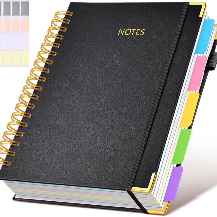 Extra Large Hardcover Spiral Notebook - with Removable Dividers & Tabs, 300 Pages Faux Leather Cover,For School,Office,Planner