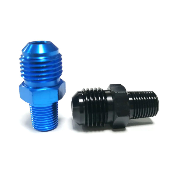 AN6 To 3/8" NPT Straight Adapter Fitting - Blue Aluminum, For Fuel, Oil, Or Air Lines