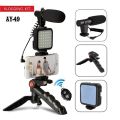 Professional AY-49 Smartphone Vlog Video Fill Light Kit with Tripod Microphone Phone Stand Remote Controller Shooting-Video Making kt-Vlogging Kit. 