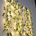 2M-10M Flower Green Leaf String Lights Artificial Ivy Vine Fairy Light Wedding Party Decoration Christmas Home Room Wall Plant. 