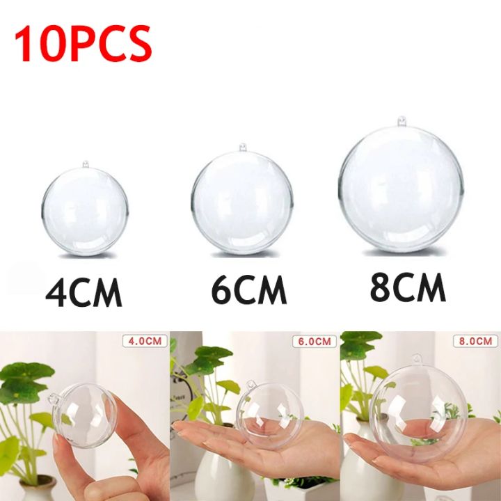 10pcs Transparent Plastic Christmas Balls, Christmas Tree Hanging Decorations, Wedding, Party, and Vacation Home Decorations