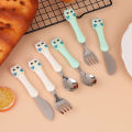 3pcs 304 Stainless Steel Children Knife Fork Spoon Kids Cutlery Set with Storage Box Cute Portable  Children's Feeding Utensils. 