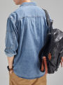 2024 New Denim Cotton Men's Shirt Long Sleeve Black Blue Drop Shoulder Button Pockets Cowboy Loose Casual Work Jeans Shirts. 