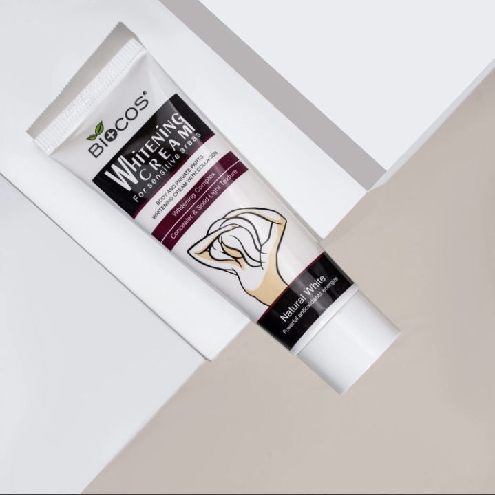 Biocos%20Whitening%20Cream%20for%20Sensitive%20Areas%20%7C%20Brightening%20&%20Hydrating%20Formula%20with%20Collagen,%20Glycerin%20%7C%20Fades%20Dark%20Spots,%20Evens%20Skin%20Tone%20&%20Nourishes%20Delicate%20Skin%20-%2040gm%20-%20Image%204