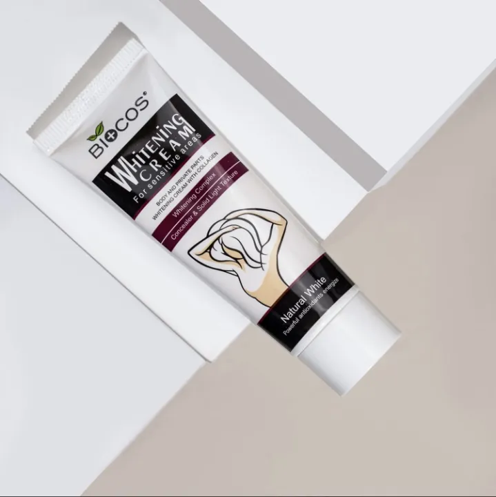 Biocos%20Whitening%20Cream%20for%20Sensitive%20Areas%20%7C%20Brightening%20&%20Hydrating%20Formula%20with%20Collagen,%20Glycerin%20%7C%20Fades%20Dark%20Spots,%20Evens%20Skin%20Tone%20&%20Nourishes%20Delicate%20Skin%20-%2040gm%20-%20Image%204