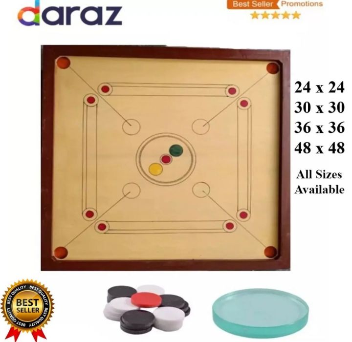 Carrom Board Game High Quality Lassani Wood With Free Coins And Striker PowderAnd Chemical Best Indoor Game Availabe In Different Sizes 24 , 30 and 36 Inch