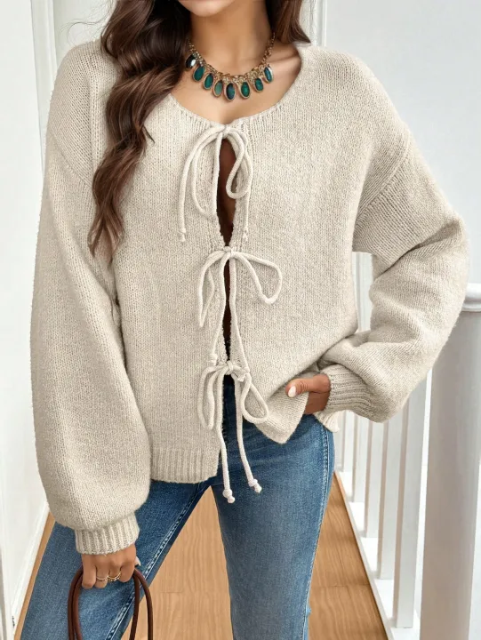 Women's%20commuter%20casual%20loose%20solid-coloured%20jumper%20V-neck%20autumn%20and%20winter%20cardigan%20with%202025%20autumn%20and%20winter%20new%20-%20Image%202