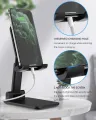Adjustable Cell Phone Stand – Foldable Universal Mobile & Tablet Holder for Desk, Height & Angle Adjustable Desktop Stand for Video Calls, Watching & Work – Portable Phone Stand – No Color Choice. 