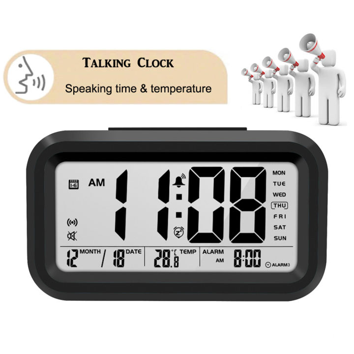 English Talking Clock Speaking Time and Temperature Digital Bedroom ...