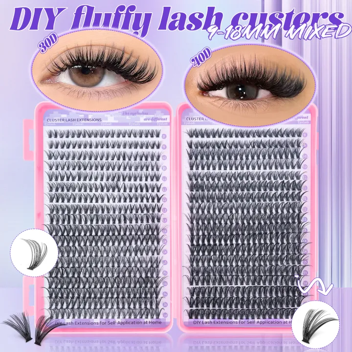 720/200pcs%20eyelash%20Extension%20Kit%20Fluffy%20Eyelash%20Extension%20kit%20with%20Lash%20Bond%20and%20Seal%20Lash%20Tweezers%20Thick%20Lash%20Clusters%20Wispy%20-%20Image%203