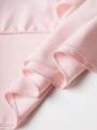 Fashionable women's waist cinched three-layer ruffle edge bow suspender dress. 