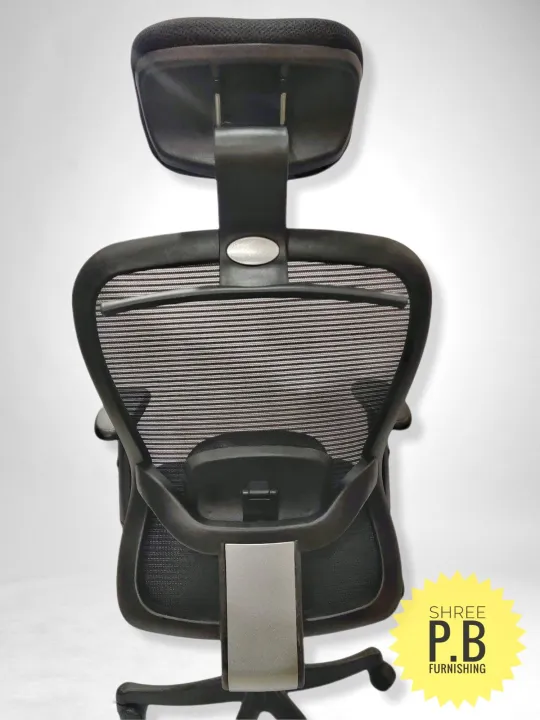 MBM%20Butterfly%20High%20Back%20Revolving%20Chair%20with%20Headrest%20and%20Centre%20Tilt%20Mechanism%20in%20Black%20Fabric%20And%20Mesh/Net%20Back%20Executive%20Chair%20-%20Image%204