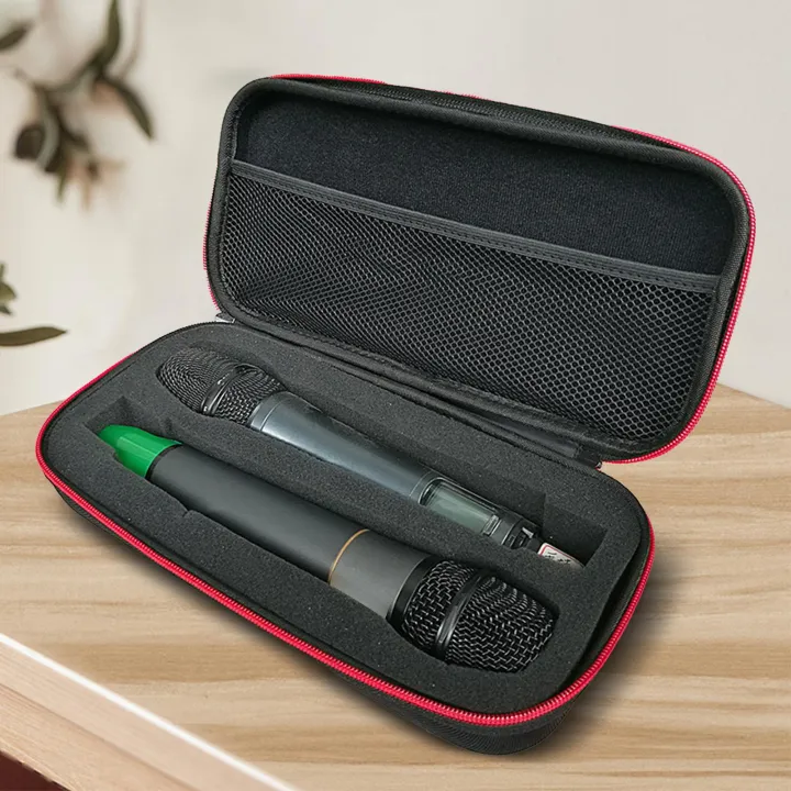 Microphone Case EVA Water Resistant Practical Storage Holder Dual Mic Bag Travel Case Carry Bag for Travel Camping Trip Business