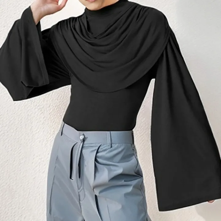 American%20Style%20New%20Men's%20Layered%20Design%20Swing%20Collar%20T%20Shirts%20Retro%20Streetwear%20Leisure%20Solid%20Long%20Sleeved%20Irregular%20Blouse%20S-2XL%20-%20Image%203