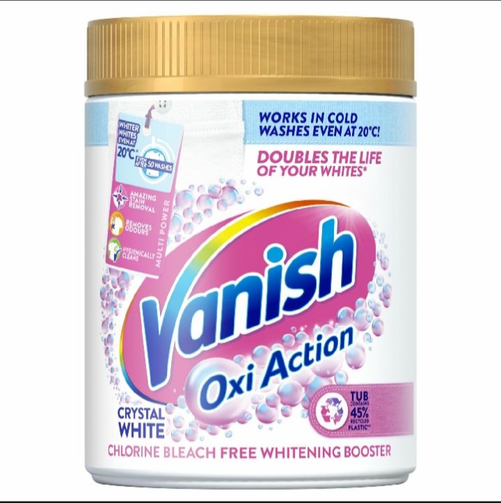 Vanish Oxi Action Power, 940g Crystal White Stain Remover Powder for White Laundry, Stain Remover without chlorine