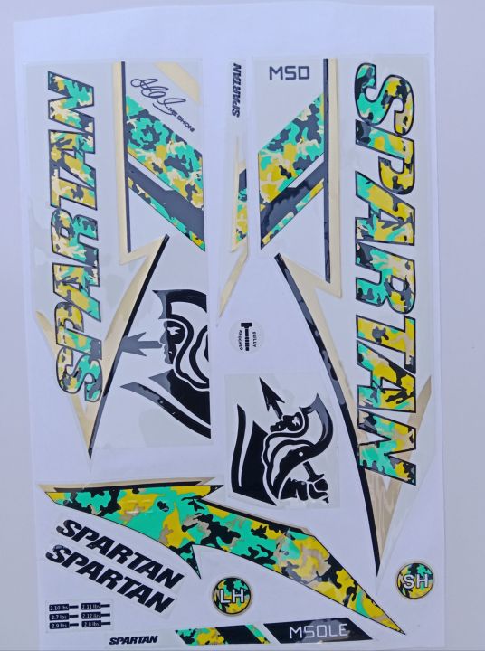 New 3D 2024 Latest Spartan MSD Green & Yellow Edition Top Quality Cricket Bat Sticker For Professional Players