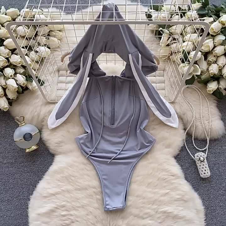 HotSweet Women's Bodysuit Rabbit Girl Cosplay Uniform Sleveless Jumpsuit Backless Hollow Lingerie Sweet Cute Rabbit