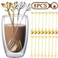 Creative Stainless Steel Leaves Spoon and Fork Gold Silver Coffee Ice Cream Tea Stirring Spoons Kitchen Tableware Decoration.