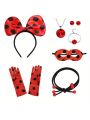 A ladybug head with ladybug wings and mask Ladybug costume for Halloween dress up party cosplay costumes fun for men and women. 