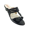 Womens black braided medium block heel new design choiceit ruky footwears. 