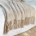 Cable Knit Khaki Throw Blanket Lightweight Knitted Jacquard Throw Blanket for Couch, Sofa, Bed, Chair, Cozy Texture Farmhouse. 