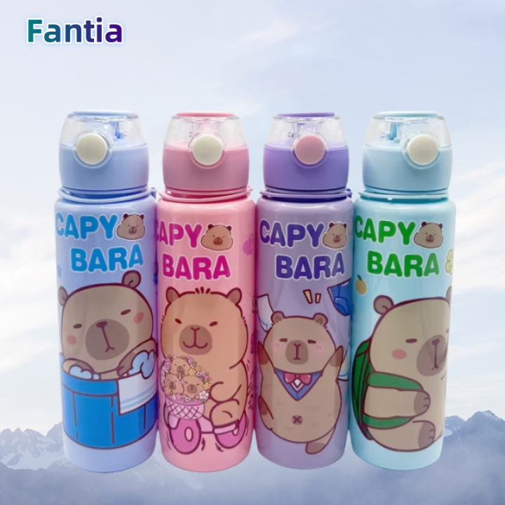 700ml Leak-Proof Durable Water Bottle Cute Capybara Water Cup with Carry Strap Portable for Sports Fitness BPA Free Perfect