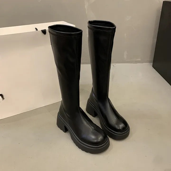 Autumn%20and%20Winter%20New%20Round%20Head%20Thick%20Sole%20Retro%20Heightening%20Mid-calf%20Boots%20with%20Velvet%20Warm%20and%20Comfortable%20Fashion%20Show%20Boots%20-%20Image%204