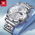 O'levs Watches for Men Diamond Business Dress Analog Quartz Stainless Steel Date Luxury Casual Fashion Wrist Watch Waterproof Luminous.
