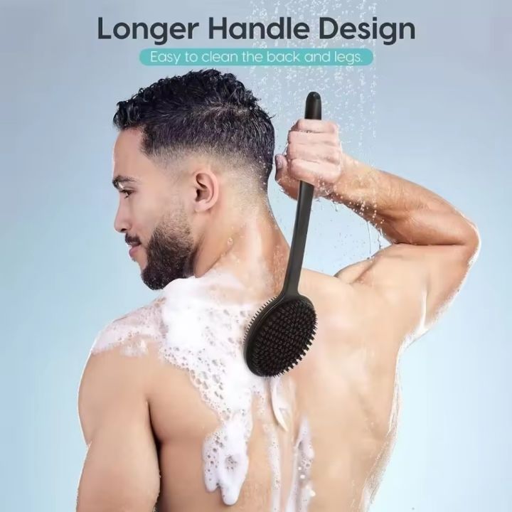 Double-Sided%20Silicone%20Back%20Sc%20Long%20Handle%20Body%20Bath%20Brush%20Shower%20Exfoliation%20Tool%20for%20Deep%20Cleaning%20Massage%20Skin%20Care%20-%20Image%202
