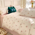 3-piece Knitted And Washed Double-layer Yarn Set Including One Quilt Cover And A Pair Of Pillowcases.