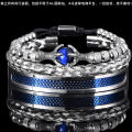 Luxury Set Men Bracelet Stainless Steel Handmade Rope Bangles Men Eagle Bracelets With Tigereye Natural Stone Gift Accessories. 