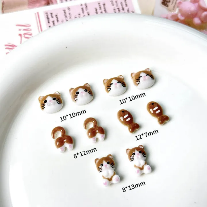 20Pcs%20Cartoon%20Cute%20Cat%20Head%20Butt%20Nail%20Art%20Charms%20Luminous%20Painting%20Small%20Fish%20Cat%20Resin%20Nail%20Decorations%20for%20DIY%20Hairpin%20Nails%20-%20Image%207