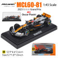 CCA MSZ 1:43 McLaren F1 Team 2023 MCL60 4# Lando Norris 81# Oscar Piastri alloy car model toy series collection .