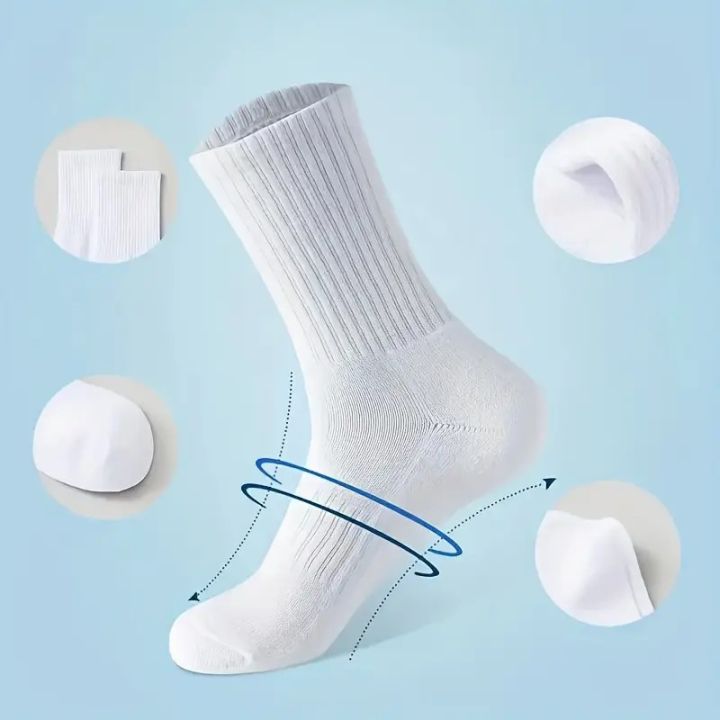 5/10/20%20Pairs%20Neutral%20Solid%20Color%20Round%20Neck%20Socks%20Spring%20Autumn%20Sweat%20Absorbing%20Breathable%20Comfortable%20All-season%20Sports%20Socks%20-%20Image%205
