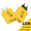 65W GaN USB Charger Type C PD 3 Ports Fast Charging Cellphone Adapter Quick Charge 3.0 For iPhone 16 15 Xiaomi 15 Samsung Huawei.