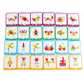 155Pcs Set Wooden Pattern Blocks Geometric Shape Jigsaw Puzzle Baby Educational Montessori Tangram Toys for Kids with 24Pcs Card. 