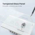 AVATTO Tuya WiFi/Zigbee Smart Light Switch with Socket,Brazil Stand 16A Touch Button Wall Switch,Work for Alexa  Home lightify. 
